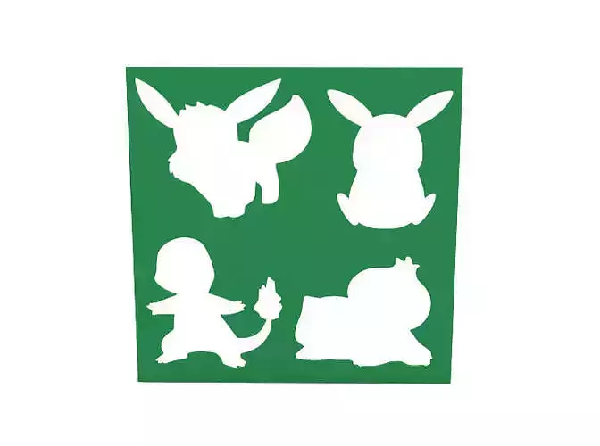 Stencil pokemon silhouette 3D print model