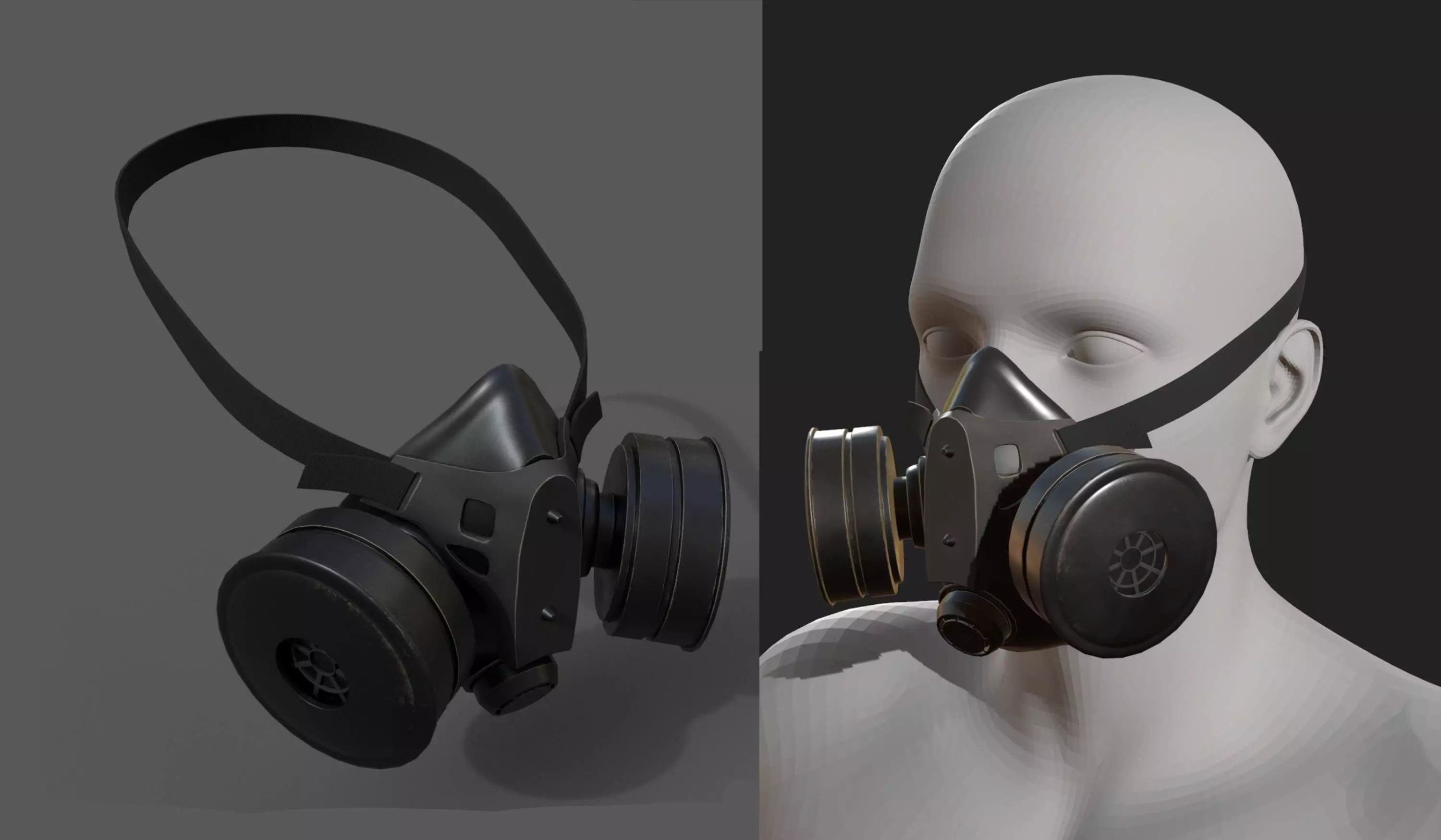 Gas mask protection futuristic technology fantasy 3d low poly Low-poly 3D model_0