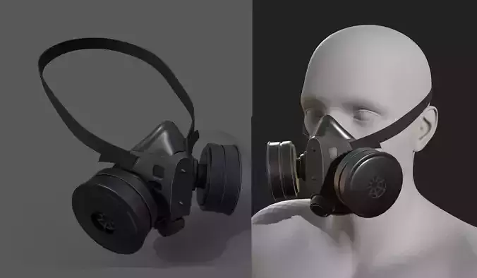 Gas mask protection futuristic technology fantasy 3d low poly