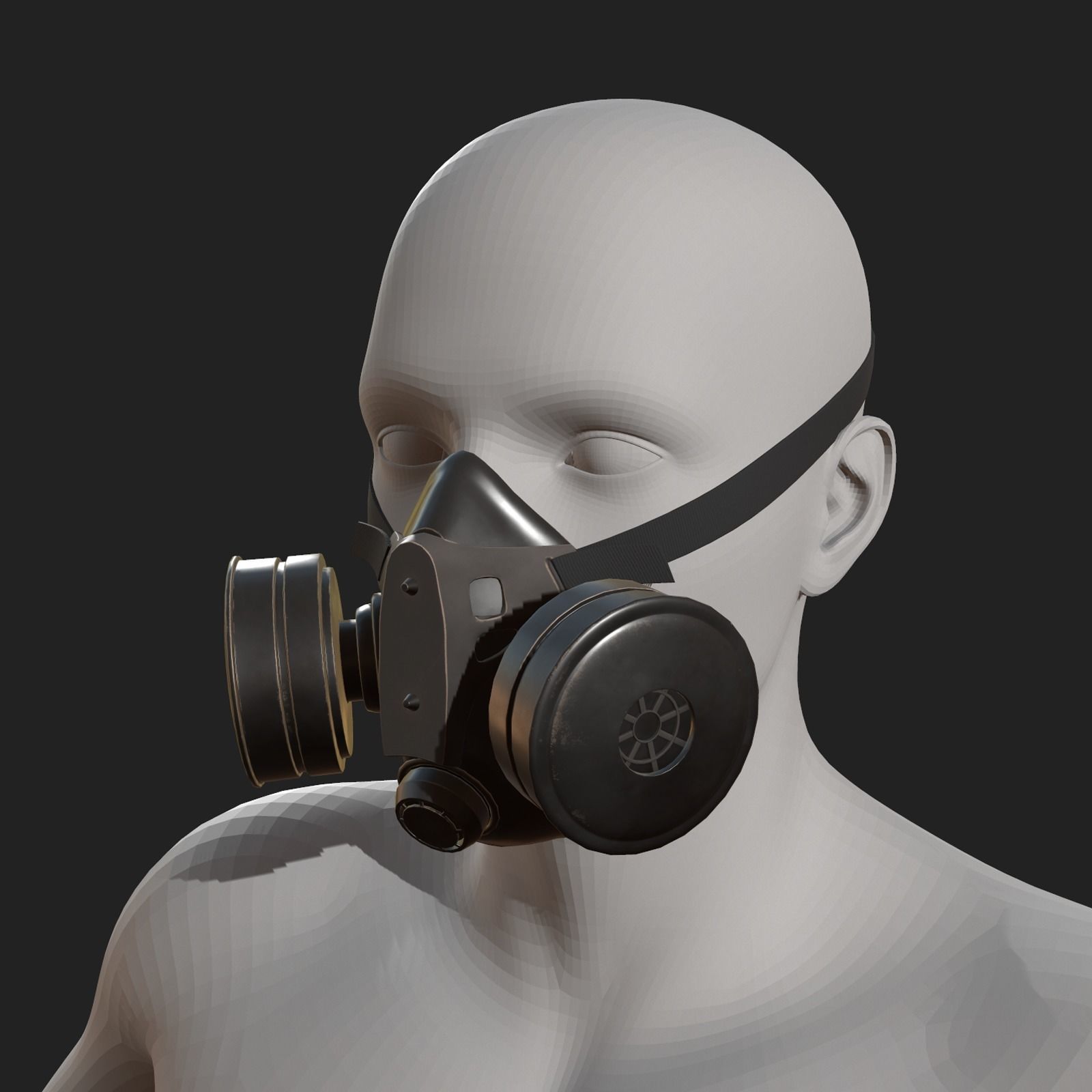 Gas mask protection futuristic technology fantasy 3d low poly Low-poly 3D model_4