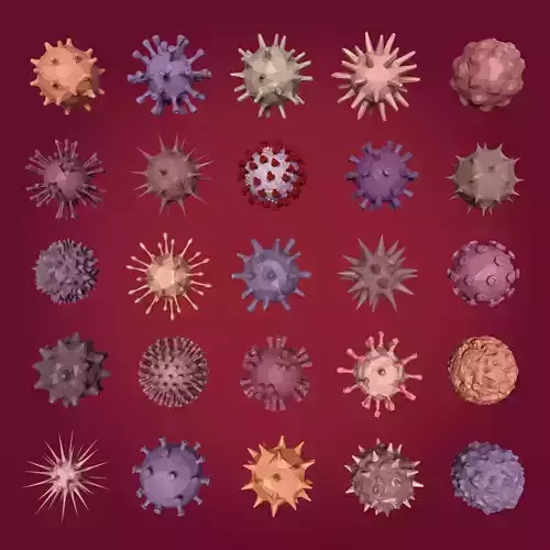 Mega Pack Viruses and Cells - Origami Style Collection Low-poly 3D model