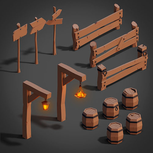 Fantasy props 01 Low-poly 3D model
