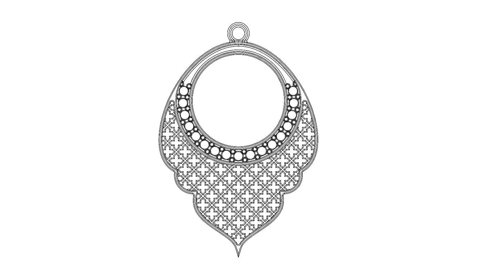 Arabic moucharabieh earrings and pendants 3D print model_27