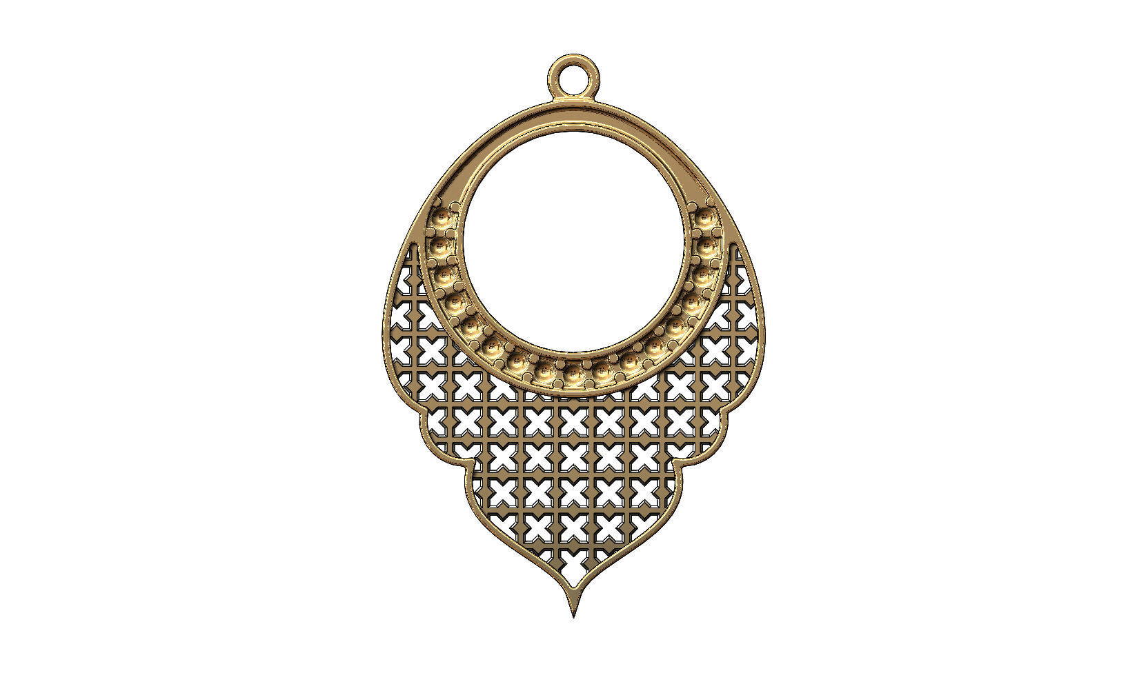 Arabic moucharabieh earrings and pendants 3D print model_10