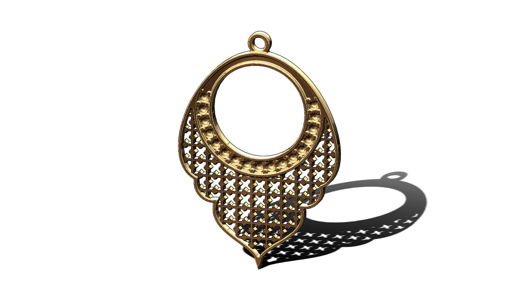 Arabic moucharabieh earrings and pendants 3D print model_17