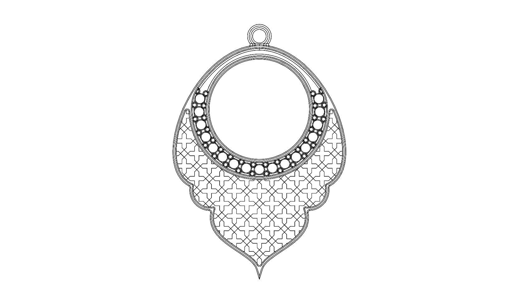 Arabic moucharabieh earrings and pendants 3D print model_25