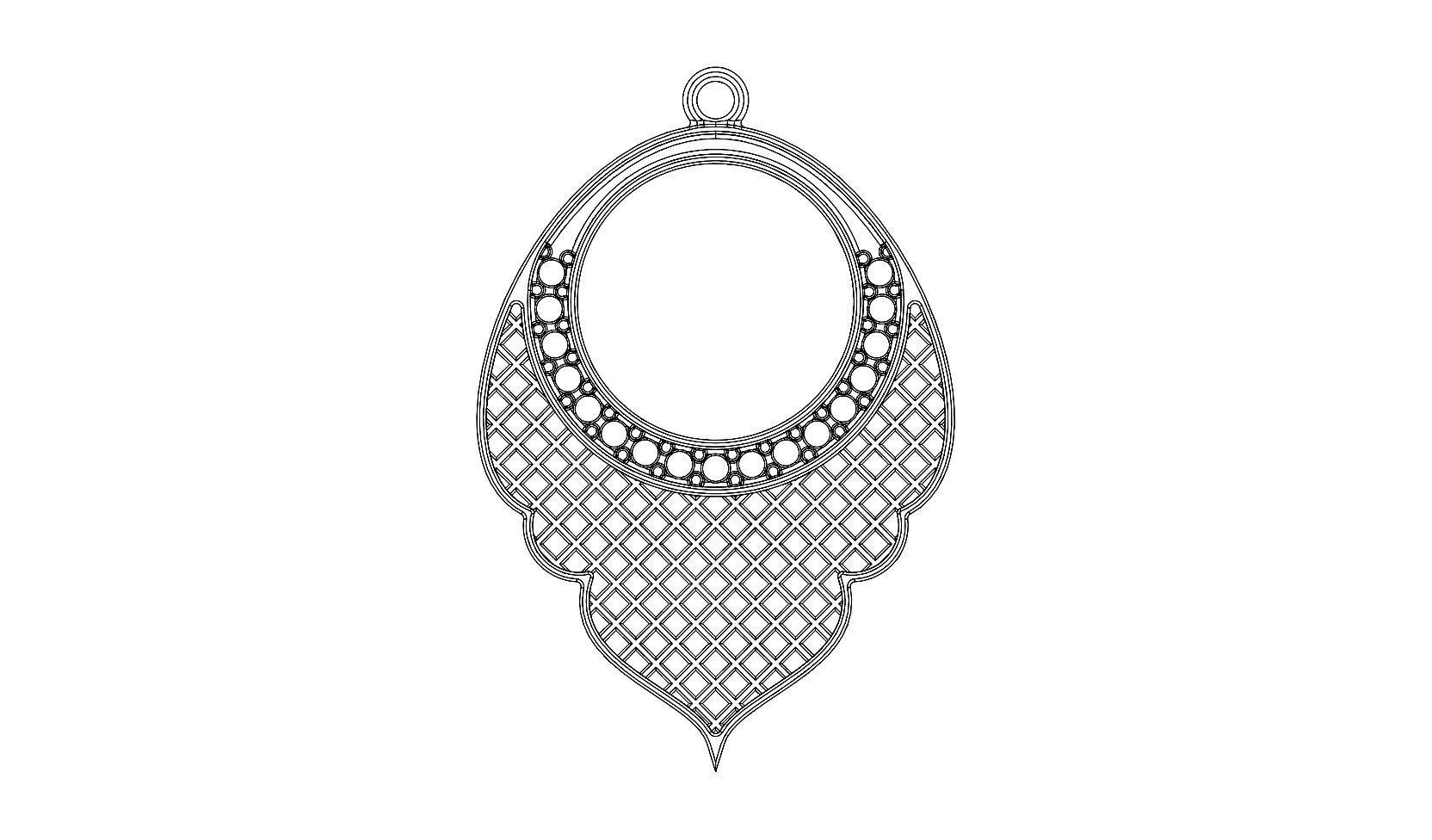 Arabic moucharabieh earrings and pendants 3D print model_26