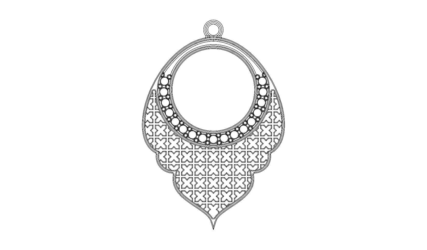 Arabic moucharabieh earrings and pendants 3D print model_28