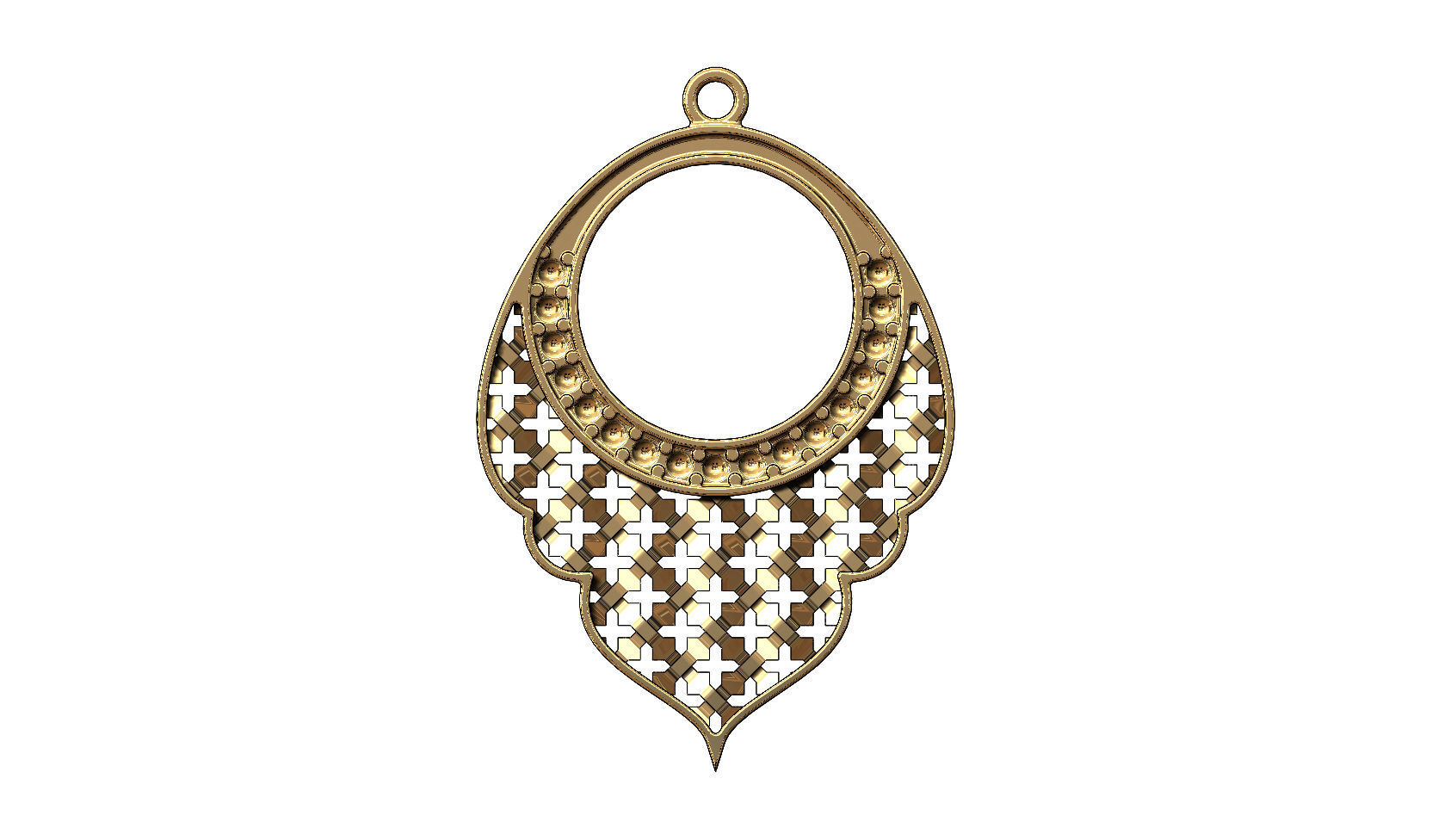 Arabic moucharabieh earrings and pendants 3D print model_8
