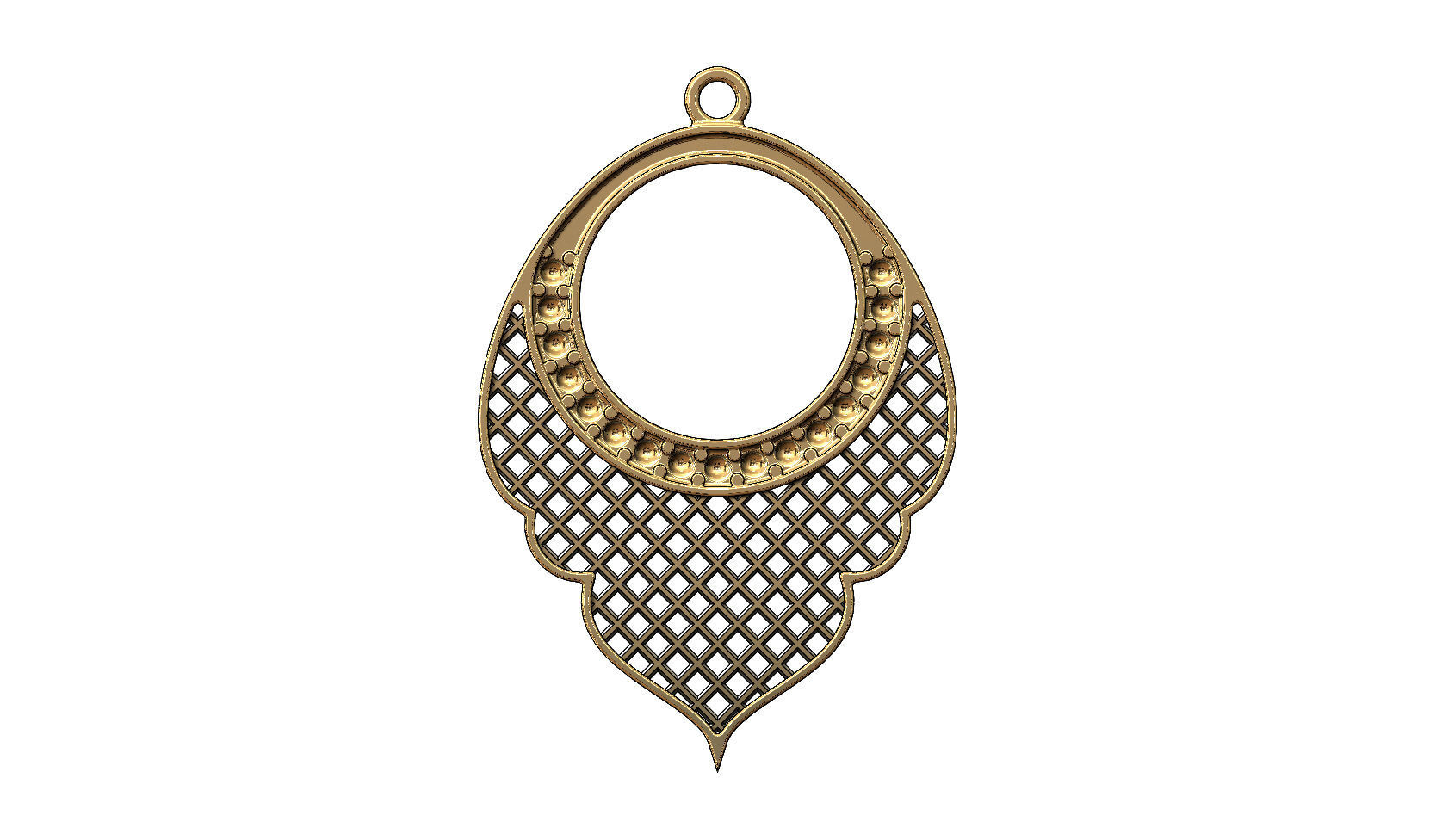 Arabic moucharabieh earrings and pendants 3D print model_7