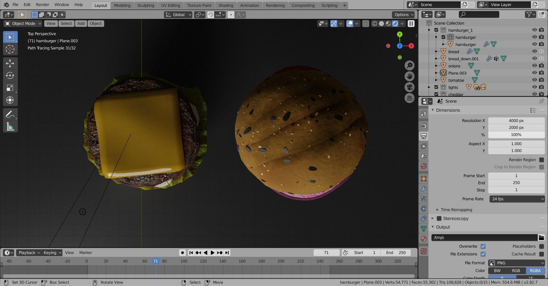 Double cheesburger  Low-poly 3D model_9