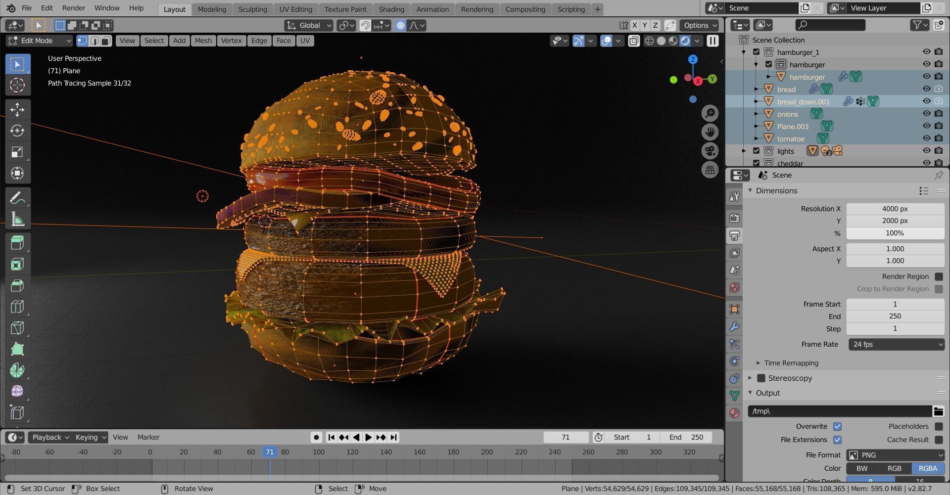 Double cheesburger  Low-poly 3D model_4