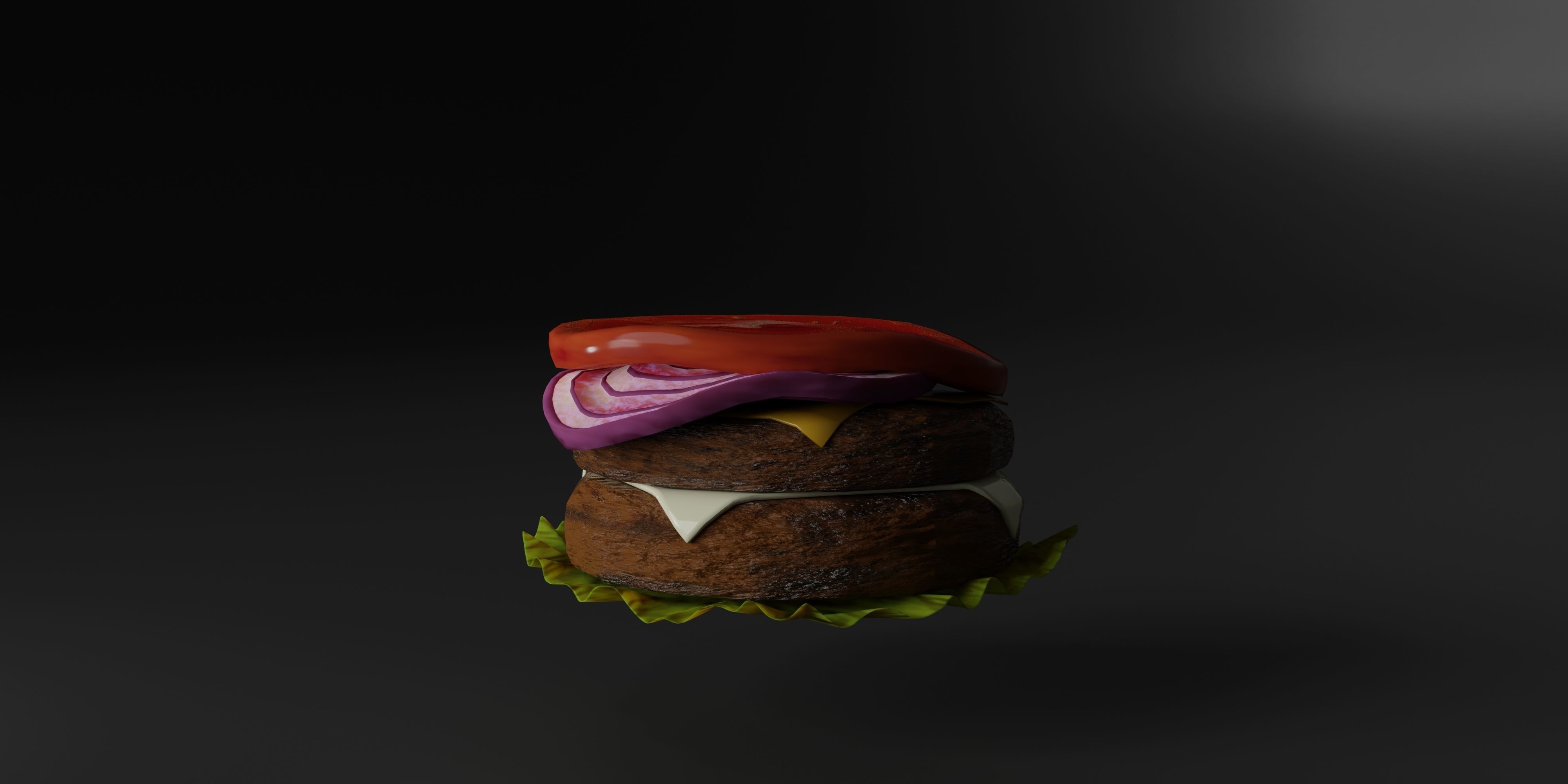 Double cheesburger  Low-poly 3D model_2