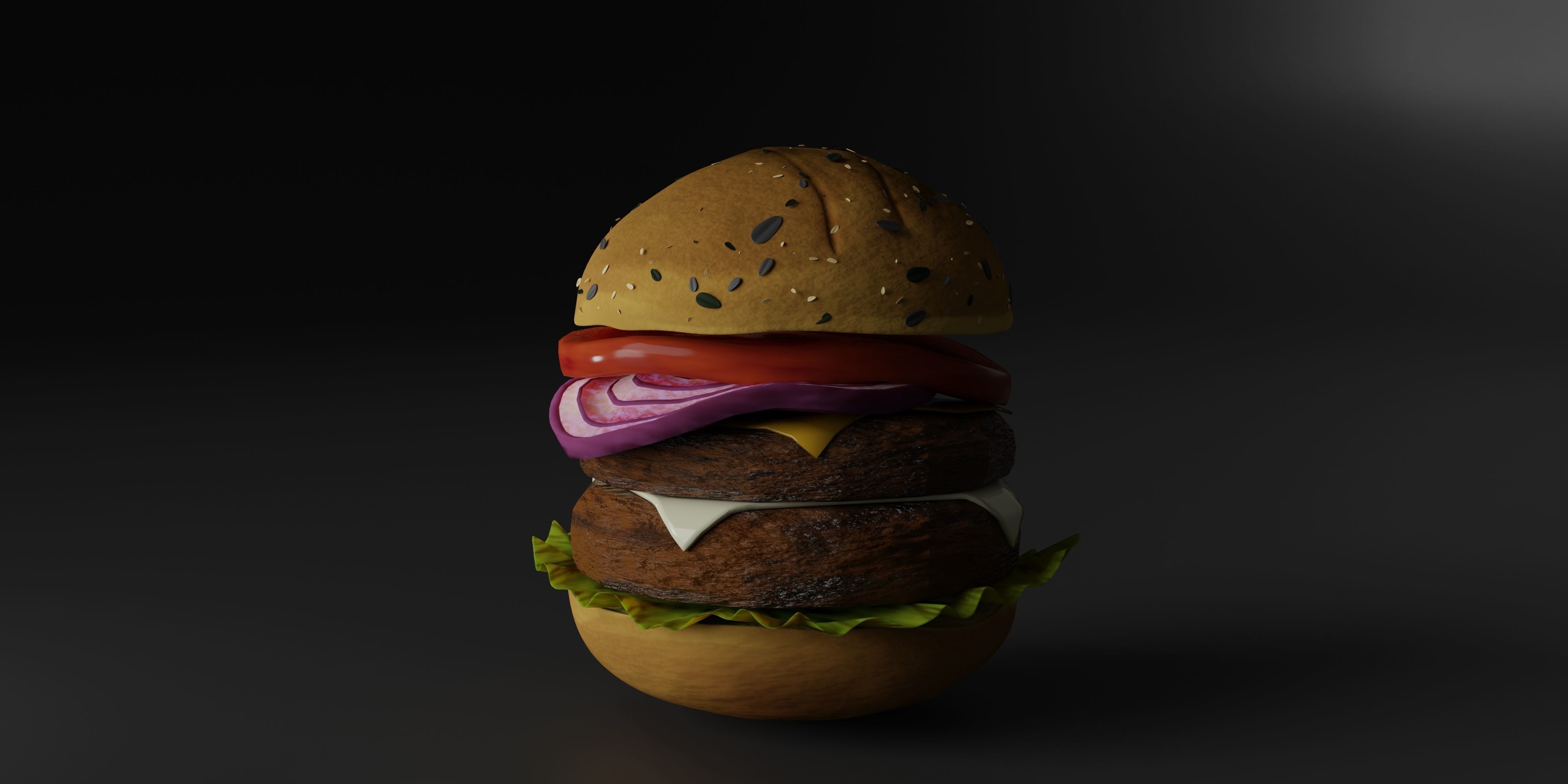 Double cheesburger  Low-poly 3D model_1