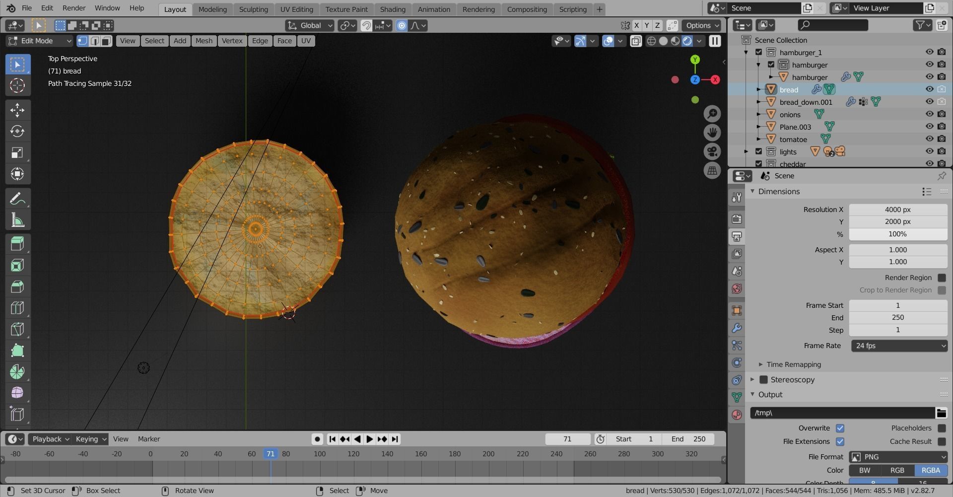 Double cheesburger  Low-poly 3D model_16