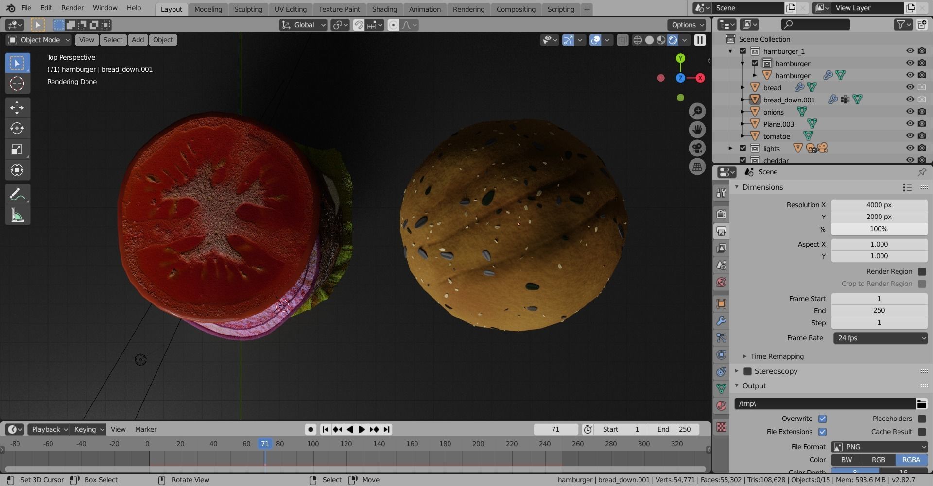 Double cheesburger  Low-poly 3D model_6