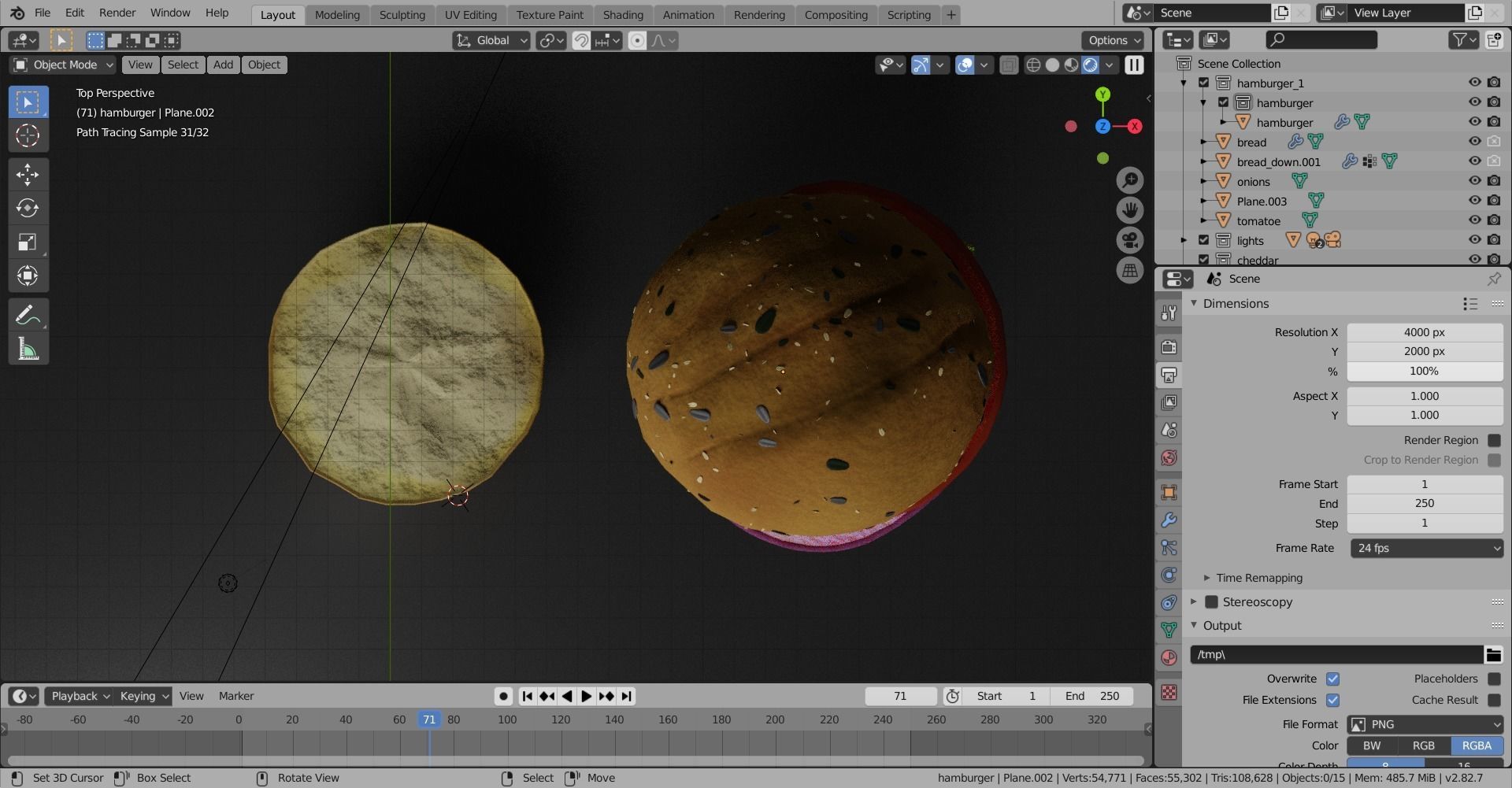 Double cheesburger  Low-poly 3D model_15