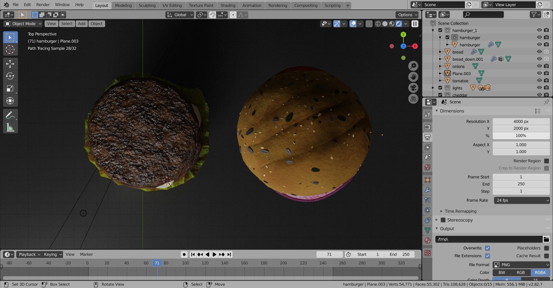 Double cheesburger  Low-poly 3D model_11