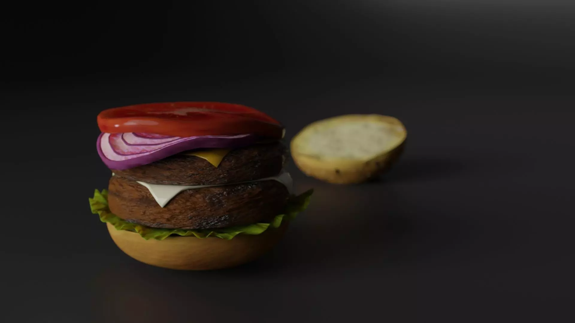 Double cheesburger  Low-poly 3D model_0