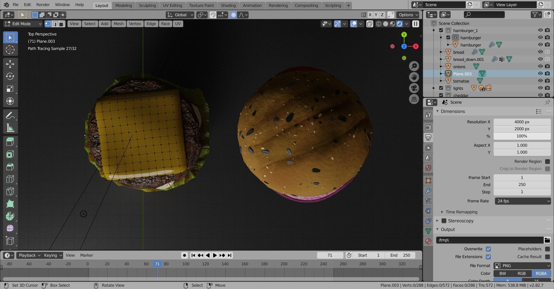 Double cheesburger  Low-poly 3D model_10