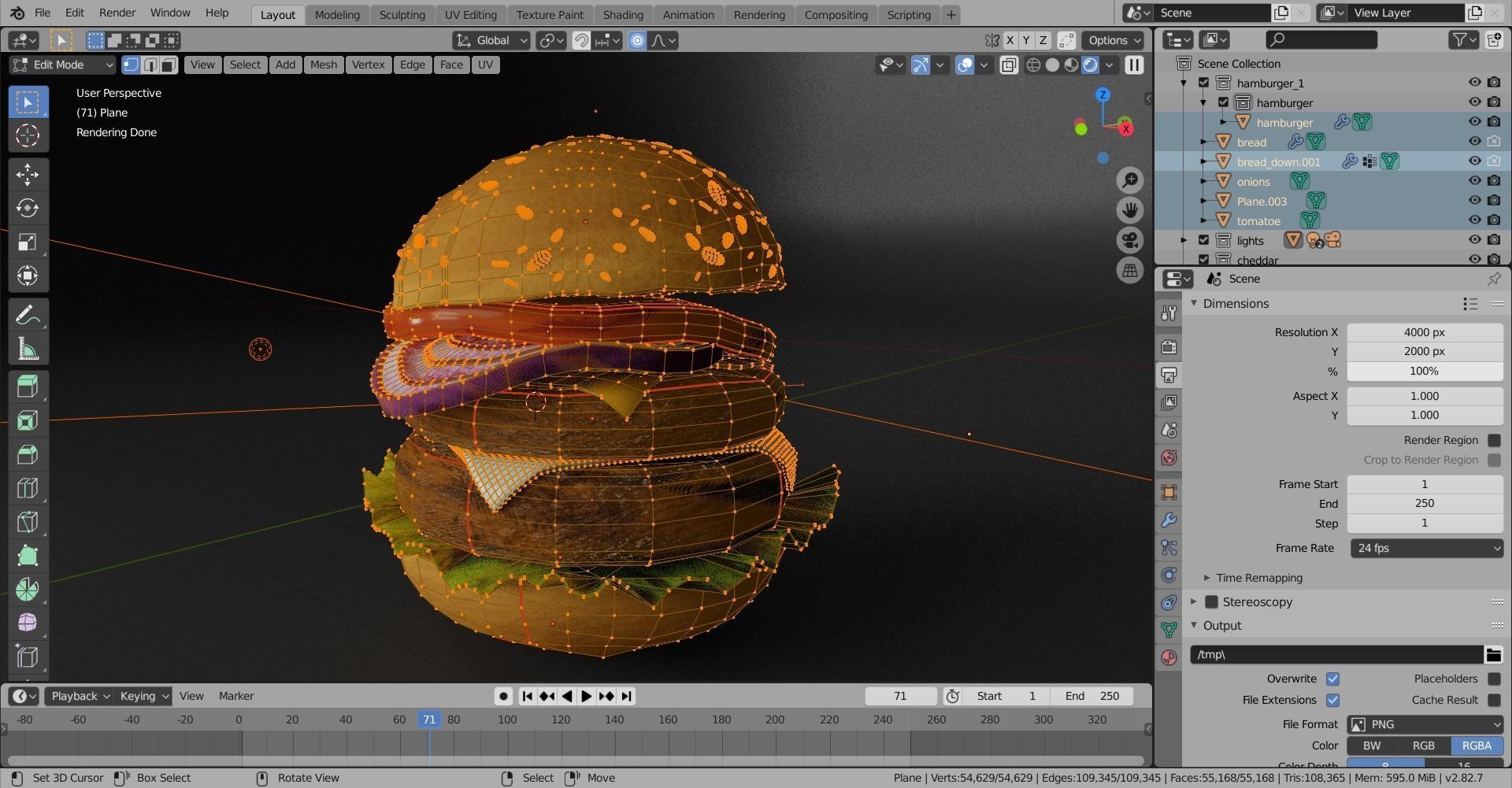 Double cheesburger  Low-poly 3D model_3