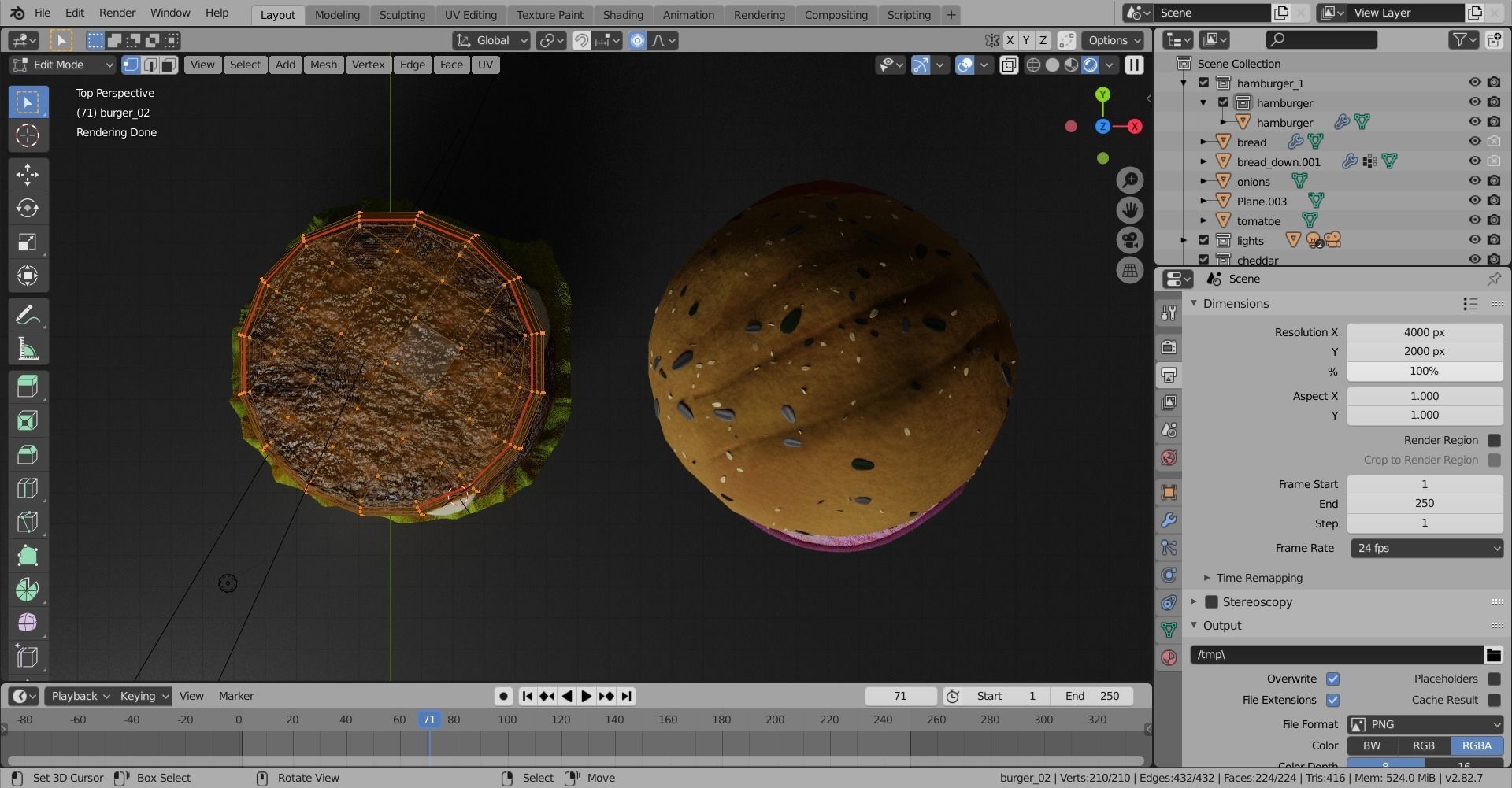 Double cheesburger  Low-poly 3D model_12