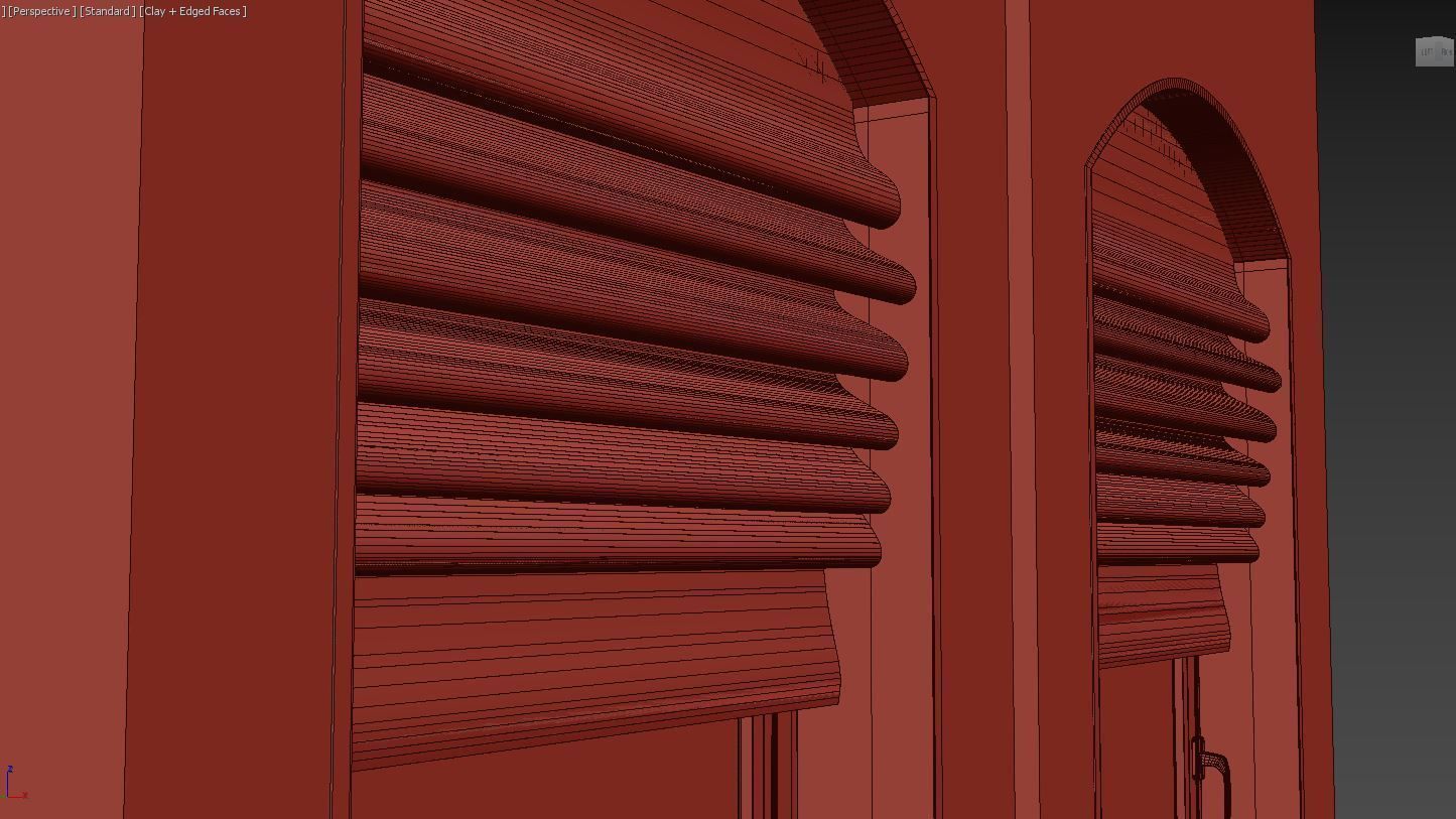 Parametric Roman Curtains and Arched Window 3D model_4