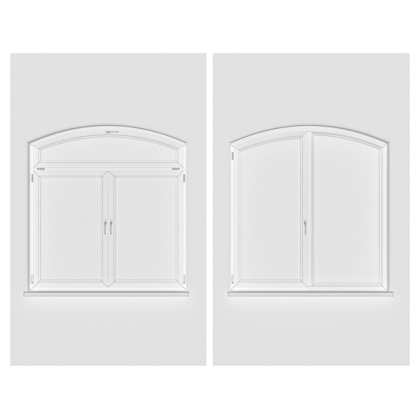 Set of plastic arched windows 3D model_4