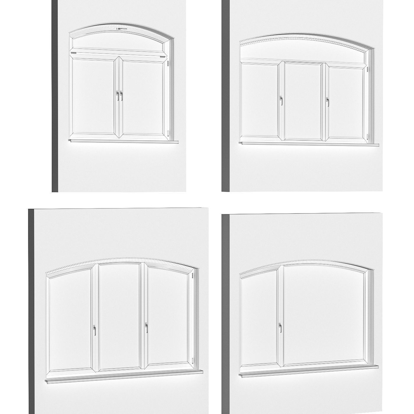 Set of plastic arched windows 3D model_3