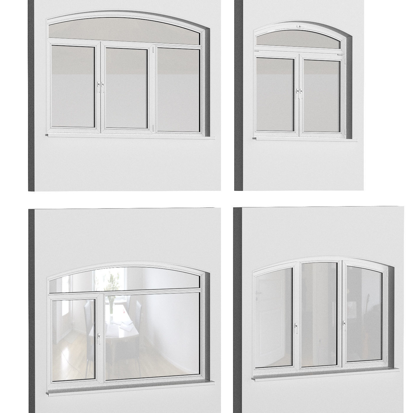 Set of plastic arched windows 3D model_2