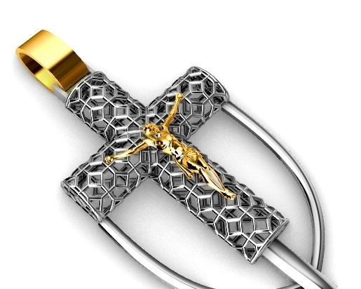 Cross jesus pendant religiuos jewelry 3D print model  3D print model_7