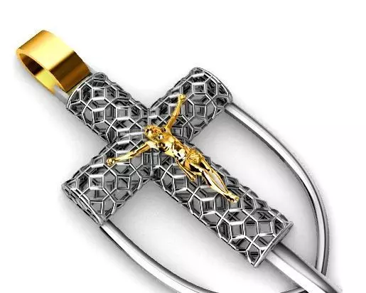 Cross jesus pendant religiuos jewelry 3D print model  3D print model_0