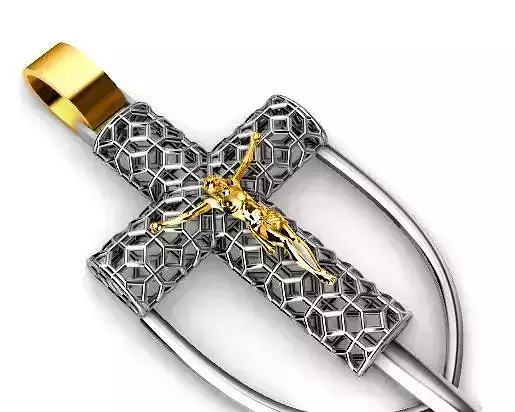 Cross jesus pendant religiuos jewelry 3D print model 