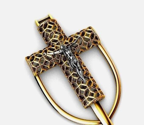 Cross jesus pendant religiuos jewelry 3D print model  3D print model_2