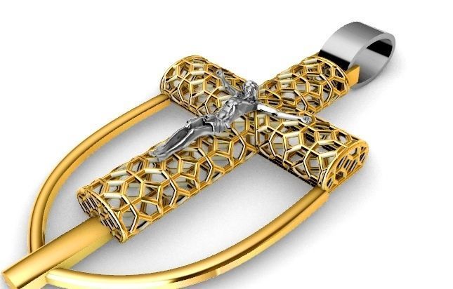 Cross jesus pendant religiuos jewelry 3D print model  3D print model_1