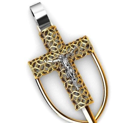 Cross jesus pendant religiuos jewelry 3D print model  3D print model_8