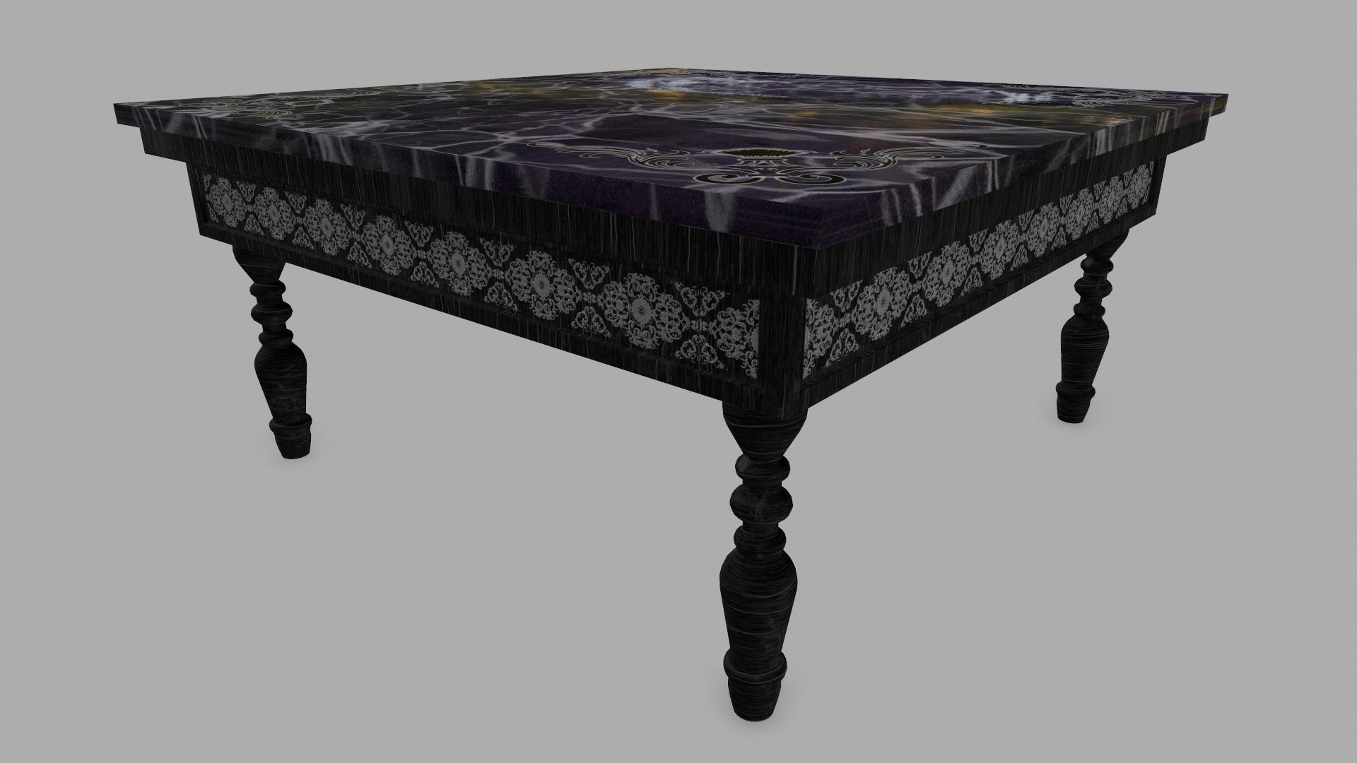 Table side with marble top Low-poly 3D model_5