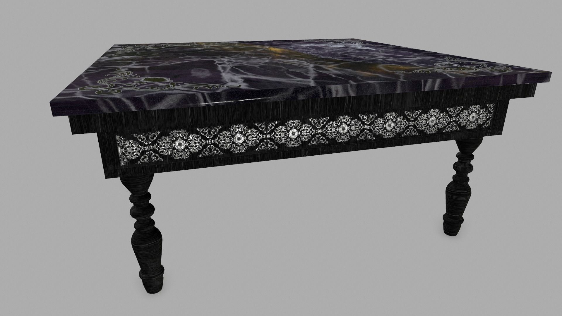 Table side with marble top Low-poly 3D model_4