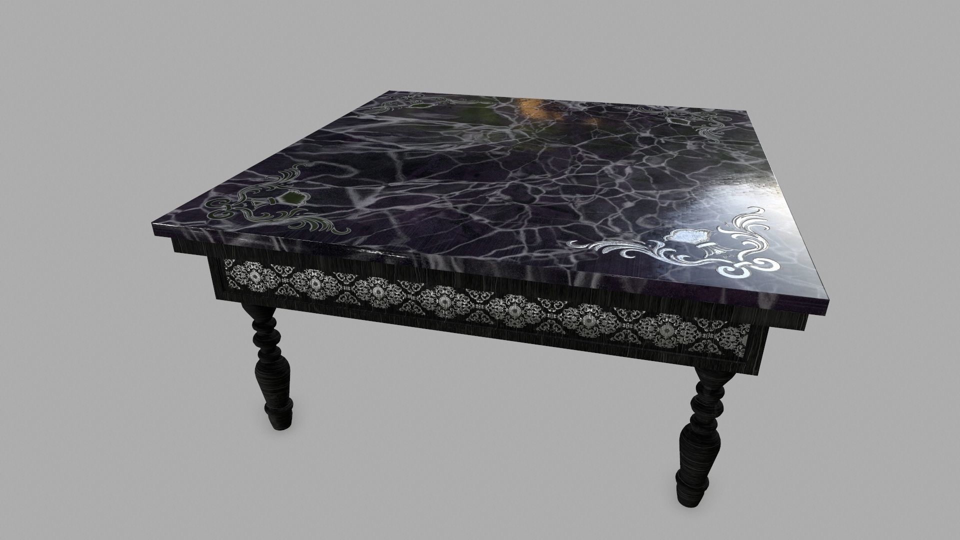 Table side with marble top Low-poly 3D model_1
