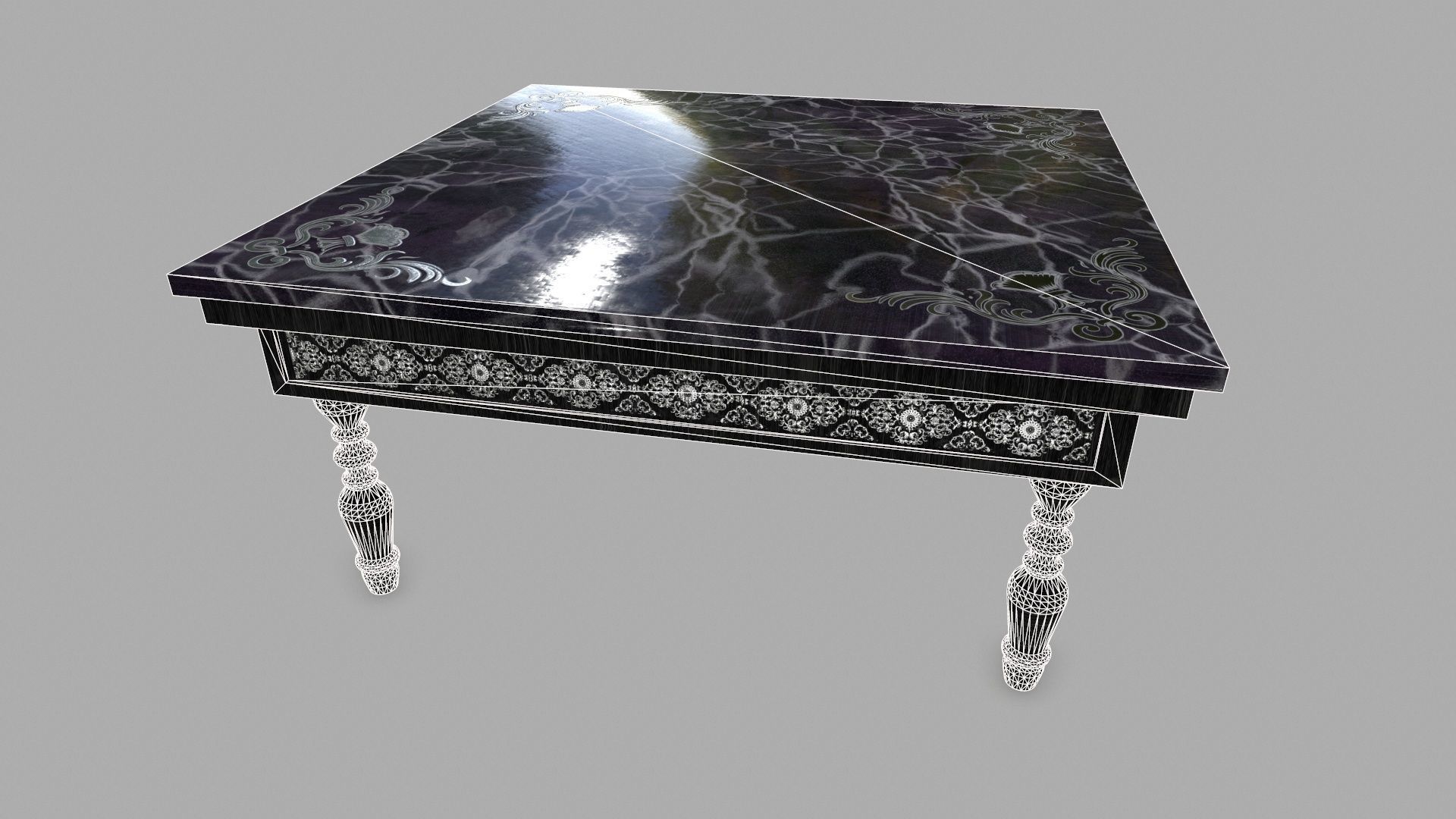 Table side with marble top Low-poly 3D model_8