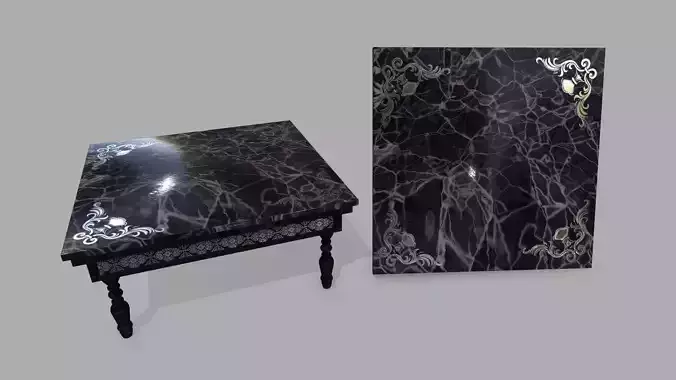 Table side with marble top Low-poly 3D model