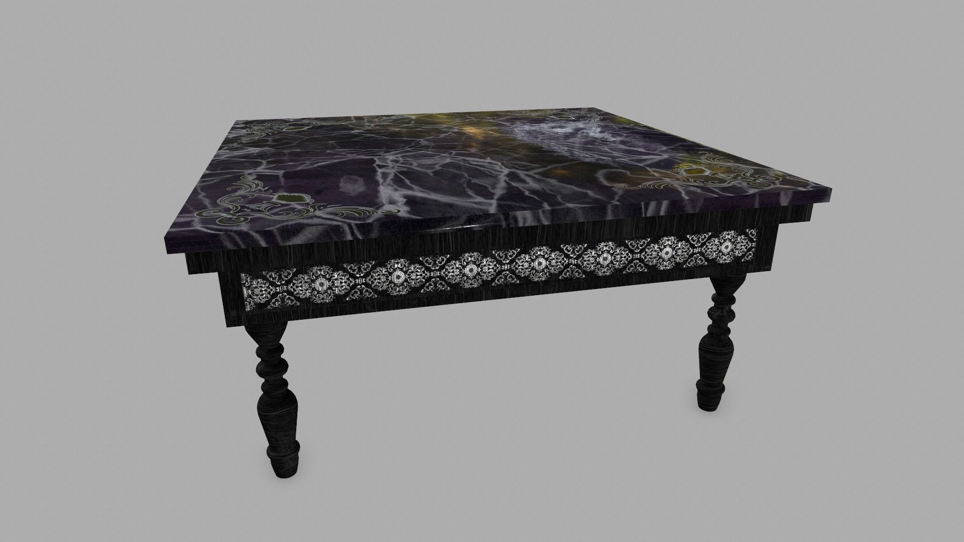 Table side with marble top Low-poly 3D model_2