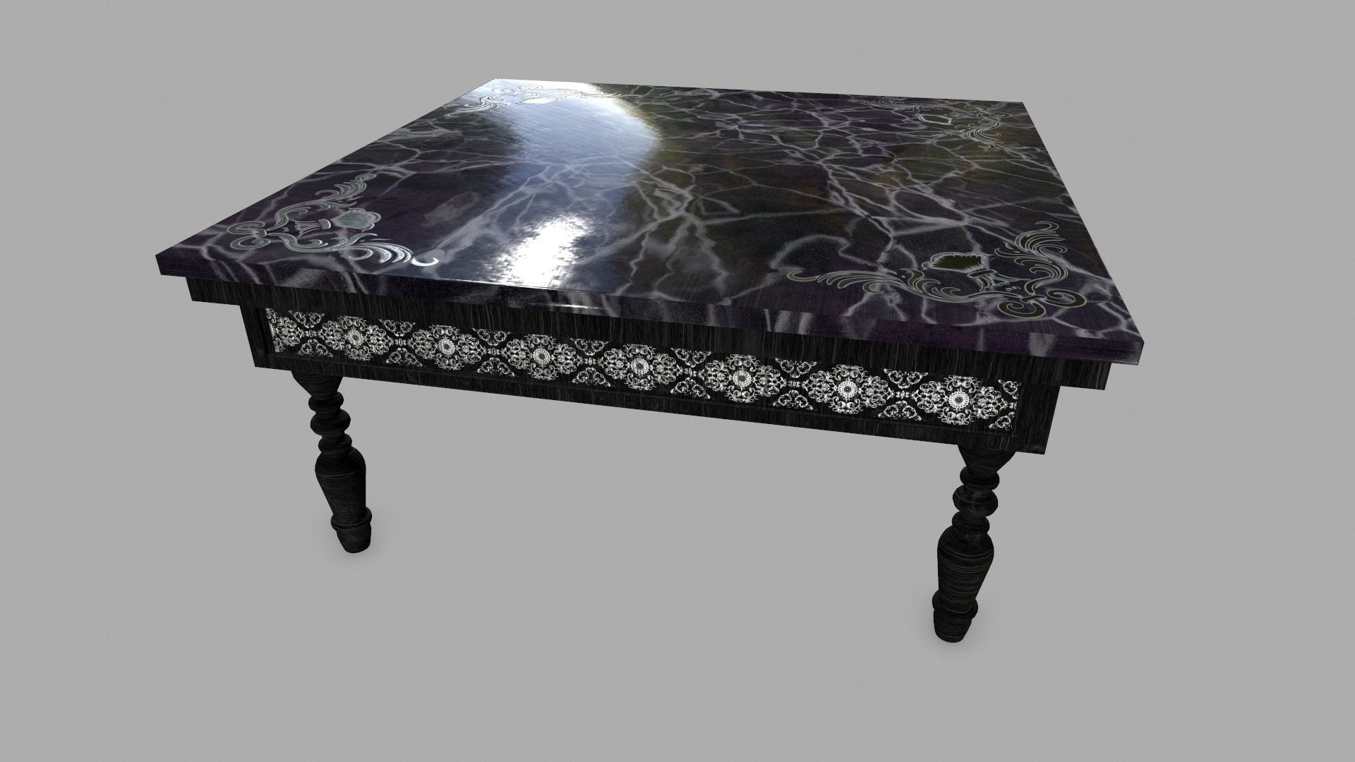 Table side with marble top Low-poly 3D model_6