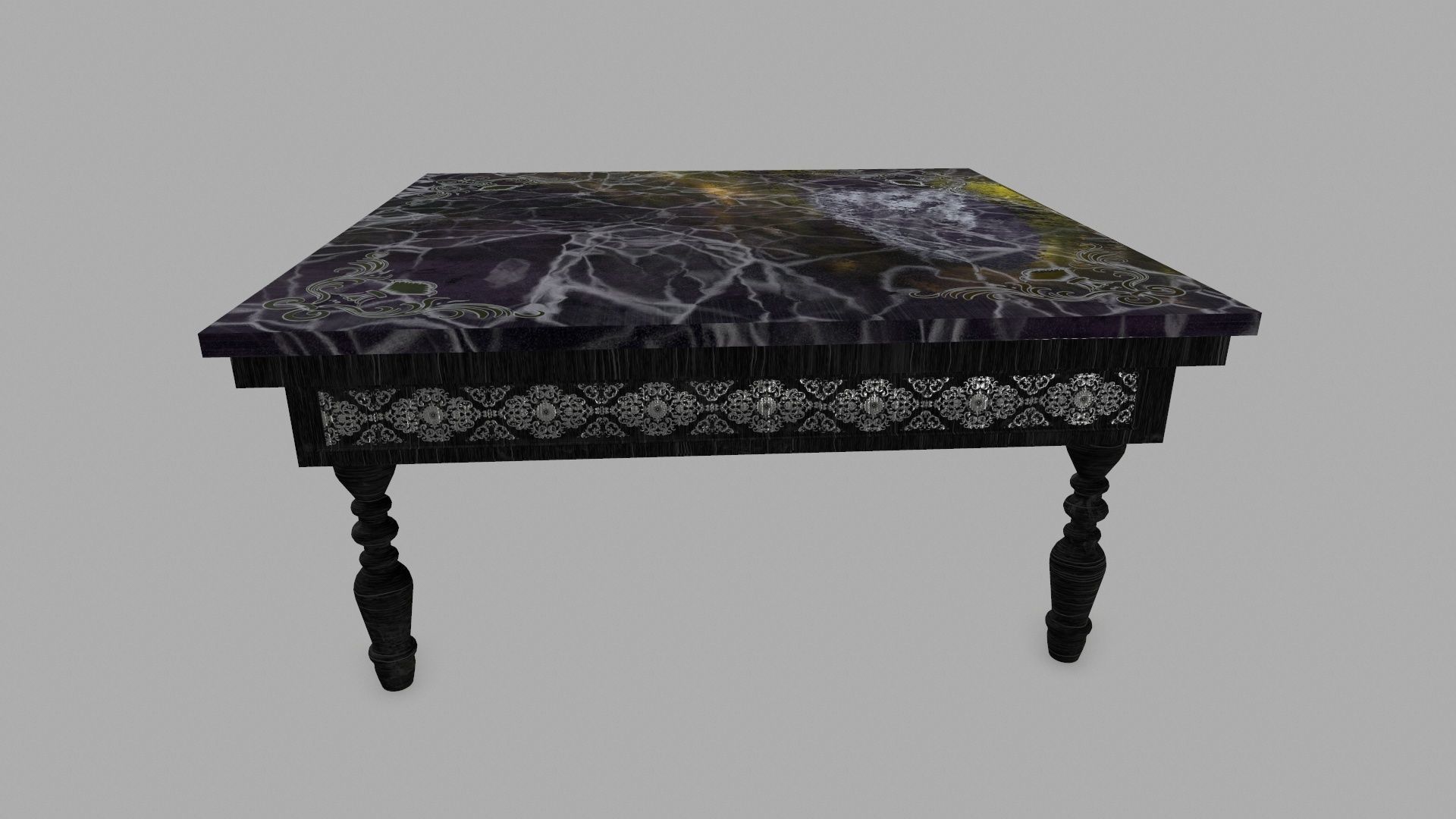 Table side with marble top Low-poly 3D model_3