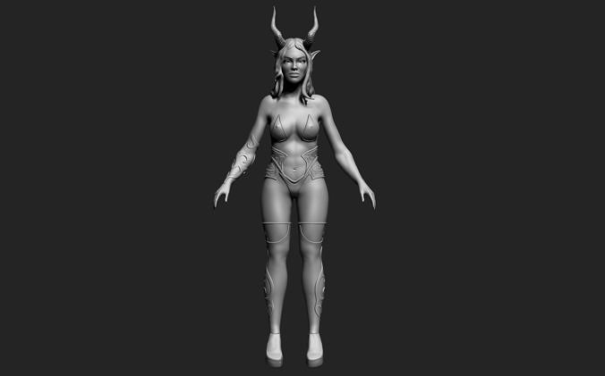 succubus female with horns 3D model