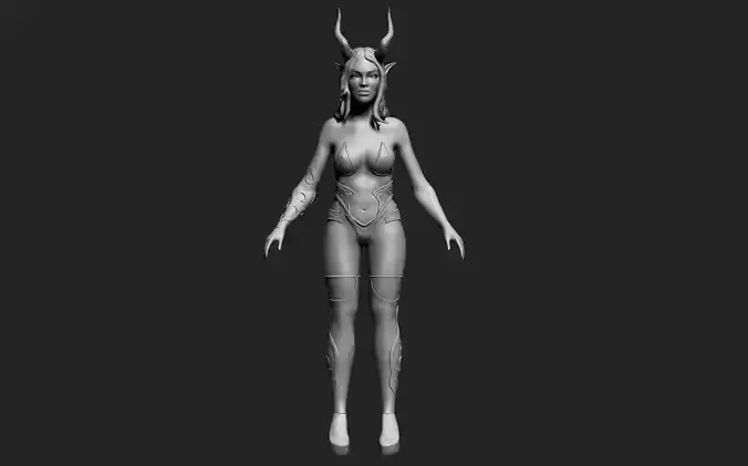 succubus female with horns 3D model