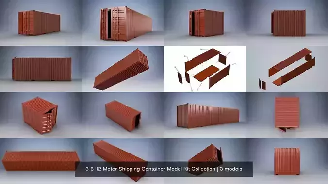 3-6-12 Meter Shipping Container Model Kit Collection 