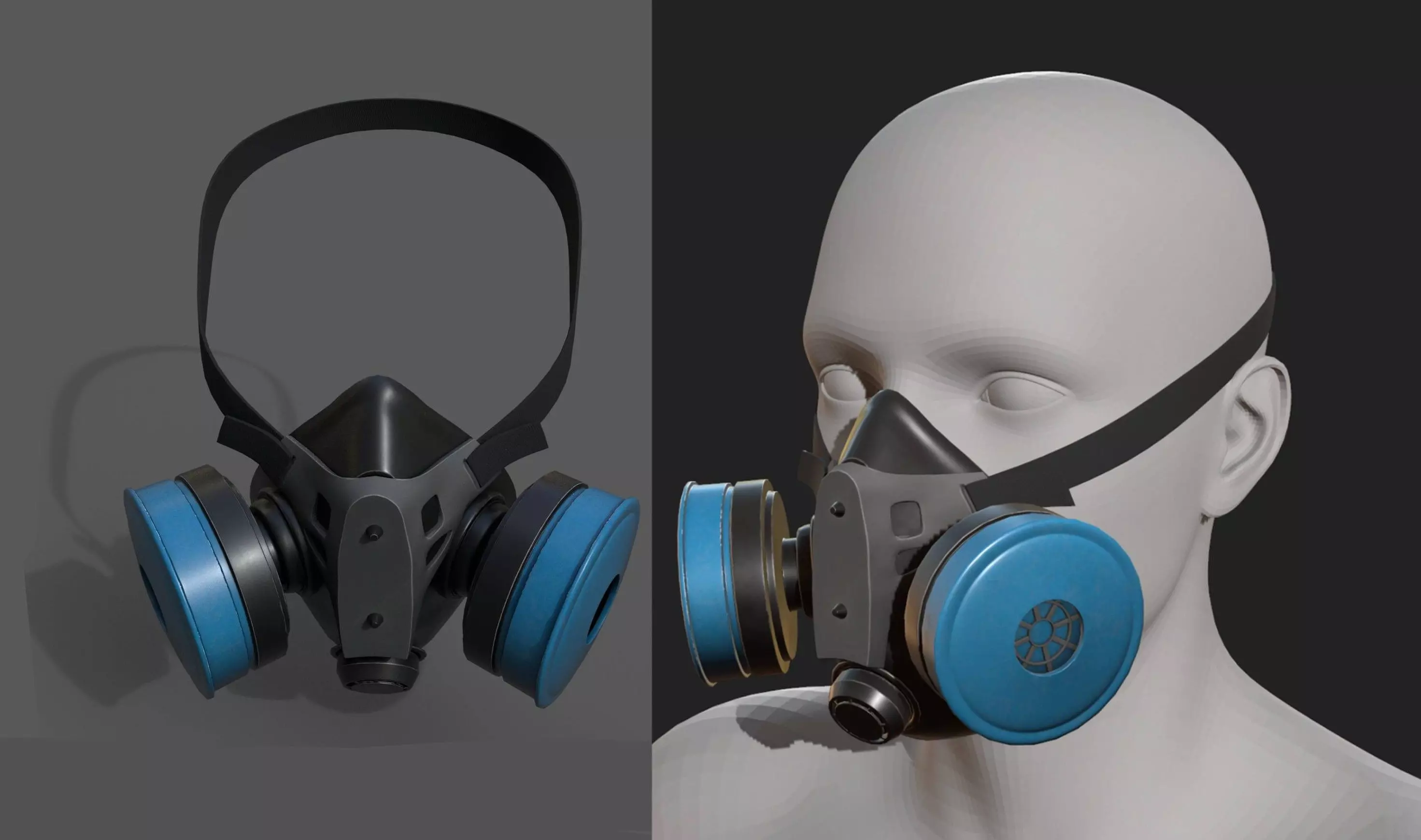 Gas mask helmet 3d model military combat fantasy cyborg  Low-poly 3D model_0