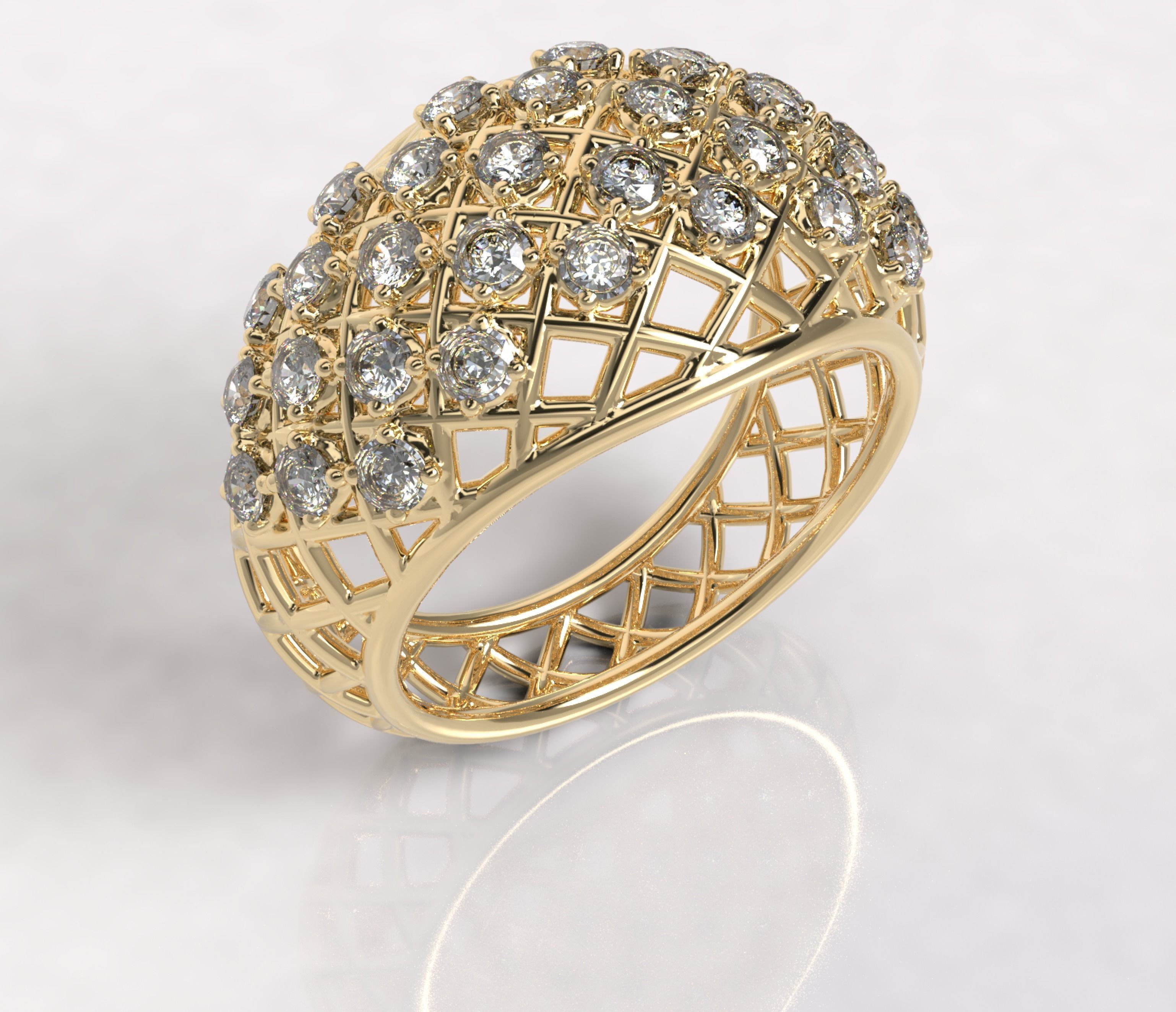 Anillo tipo red con piedras ring 3D model_2