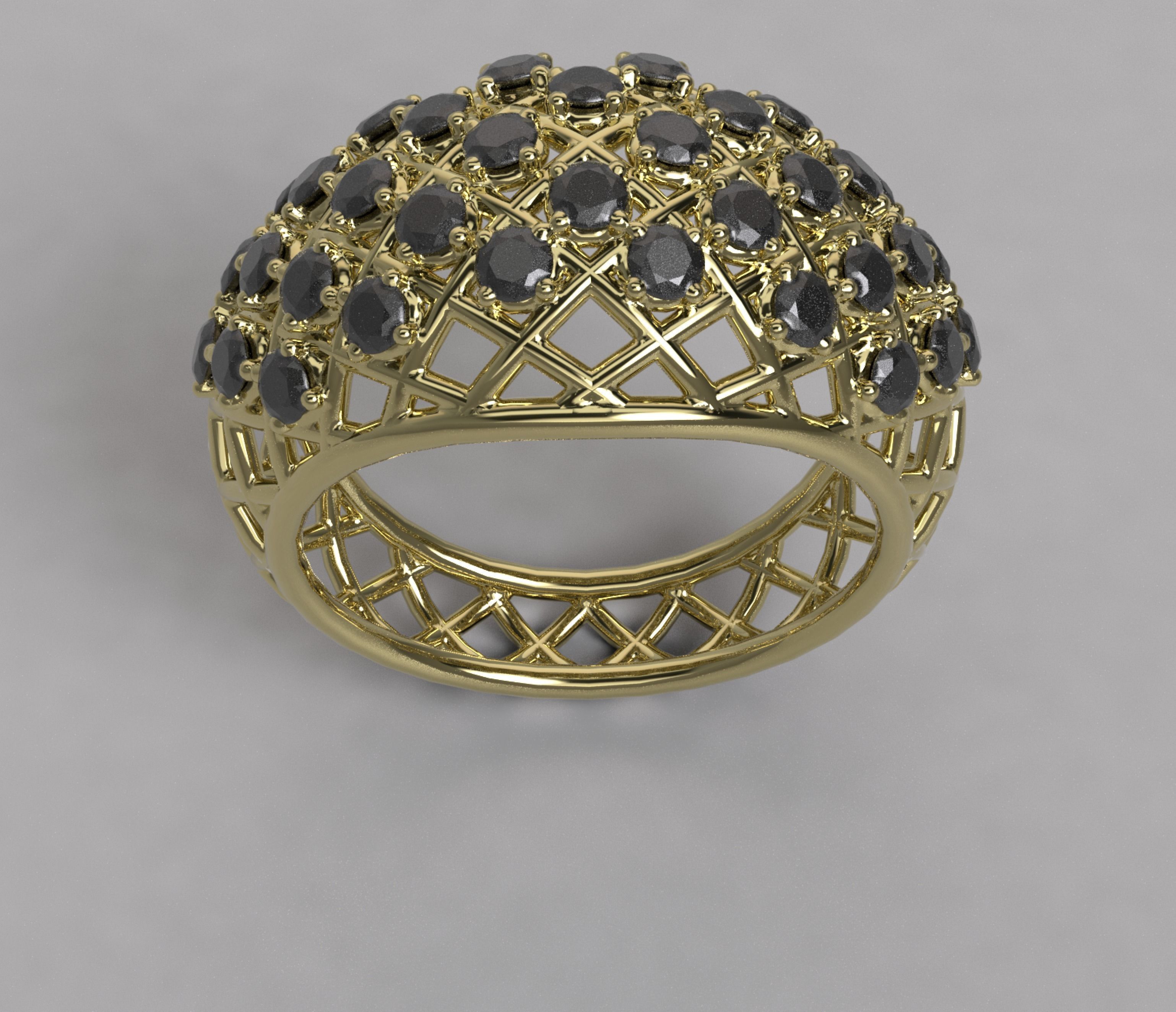 Anillo tipo red con piedras ring 3D model_3